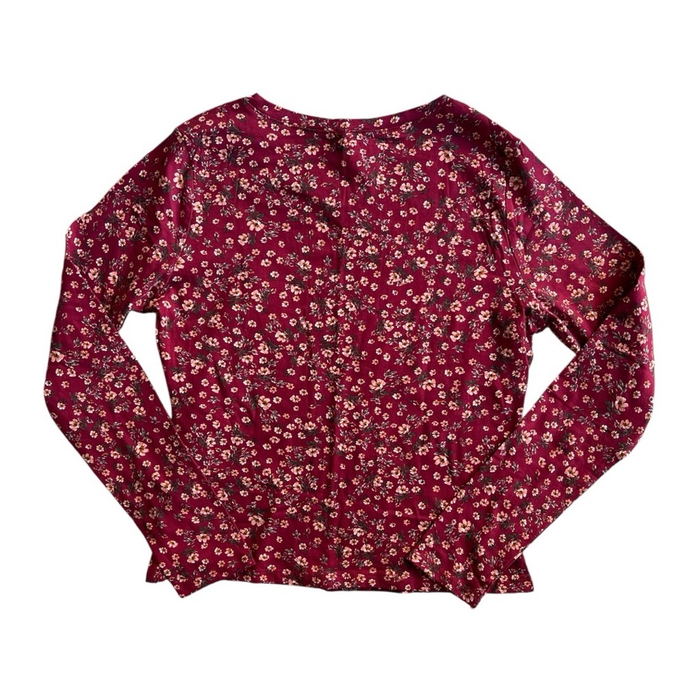 Ultra Flirt Burgundy Floral Top with Matching Face Mask | Size L - Picture 3 of 5